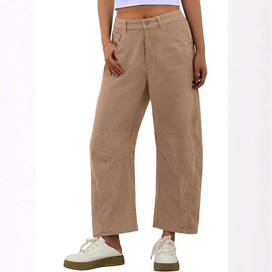 Kvinders brede kordbukser med sidelommer Stilla