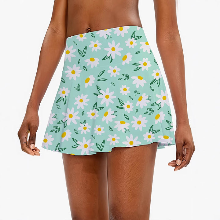 Femme Flydende Floral Skater Nederdel Stilla