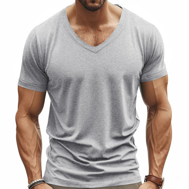 Herrer Sporty Kortærmet T-shirt med V-hals og funktionelt mesh-stof Stilla