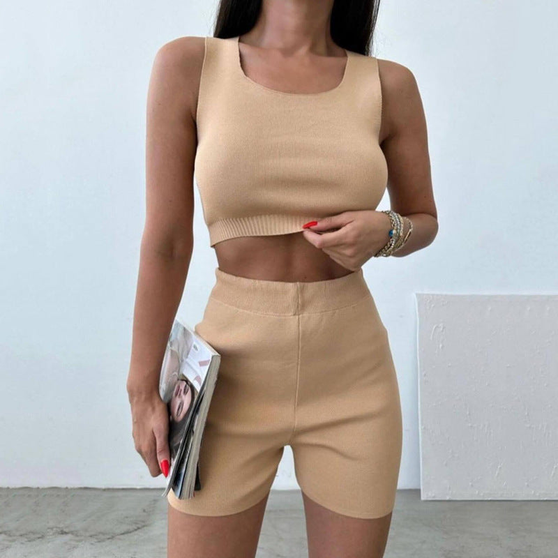 Dame Sporty Crop-Top og Shorts Sæt Stilla