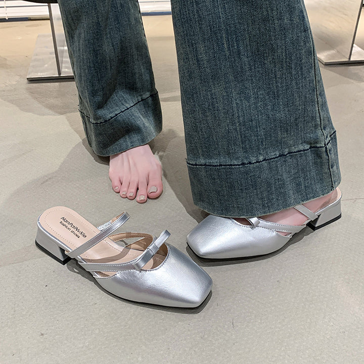 Dame elegante Slingback blokhæl Mules med dekorativ sløjfe Stilla