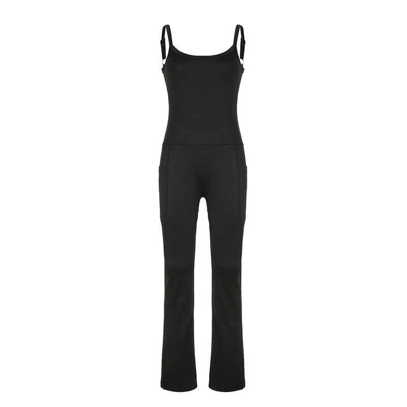 Damen Eleganter Jumpsuit mit trägerlosem Oberteil und praktischen Taschen Skovae