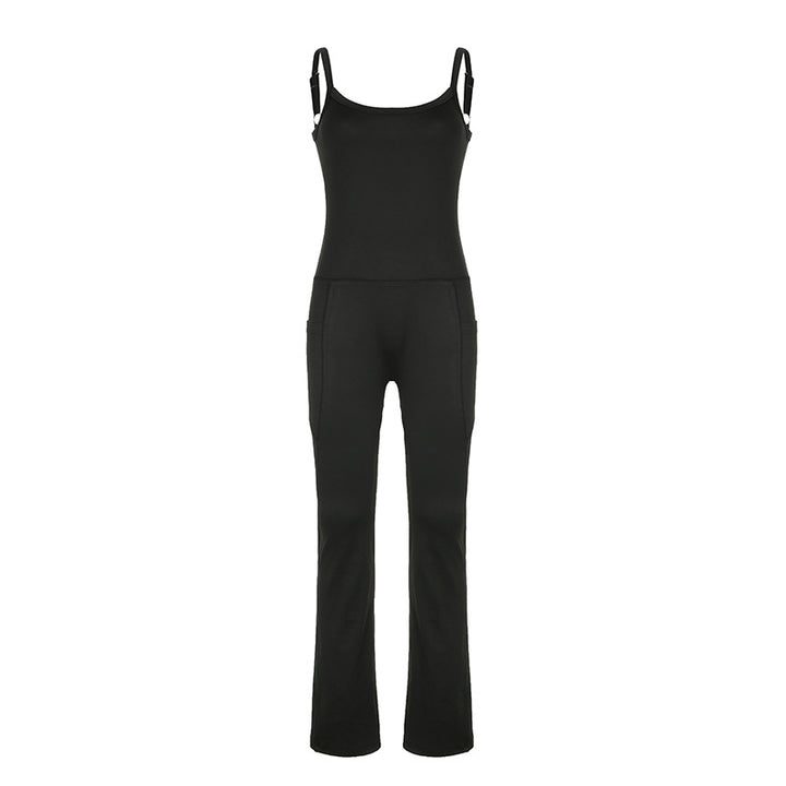 Damen Eleganter Jumpsuit mit trägerlosem Oberteil und praktischen Taschen Skovae