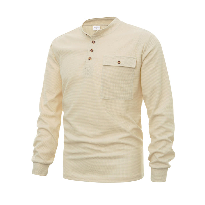 Herrer Langærmet Henley skjorte med struktureret design og praktisk brystlomme Stilla