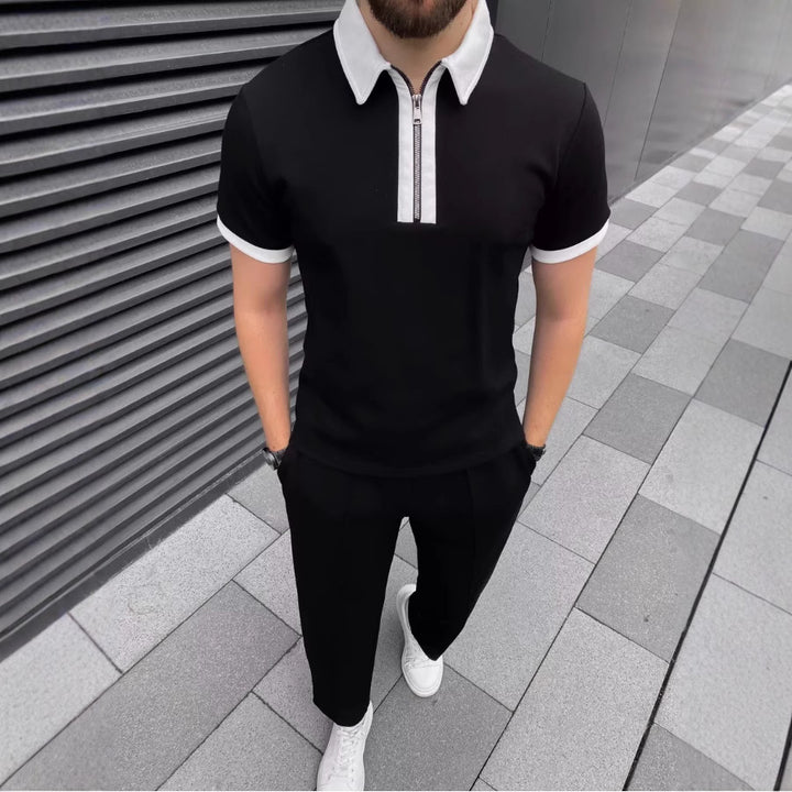 Herrer polo t-shirt med moderne lynlås og stilfuld krave Stilla
