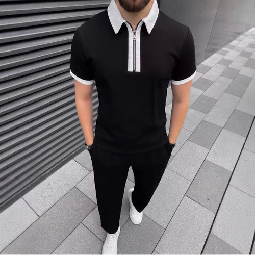 Herrer polo t-shirt med moderne lynlås og stilfuld krave Stilla