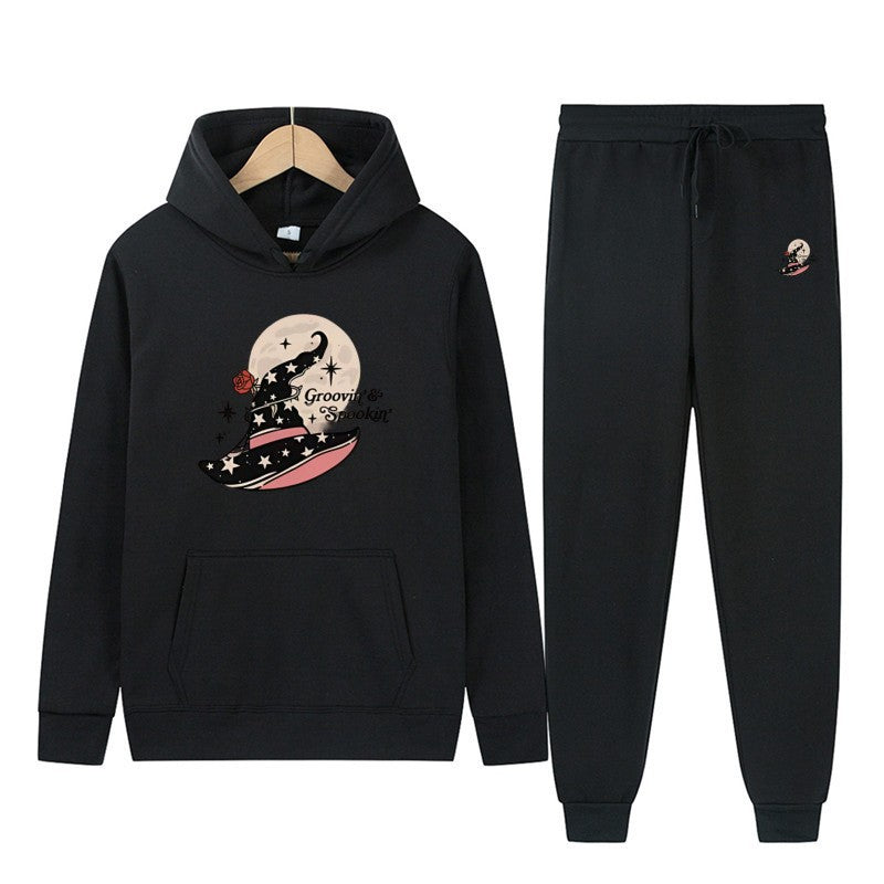 Dame Hoodie Sweatshirt og Joggingbukser Sæt med Cool Halloween Design Skovae