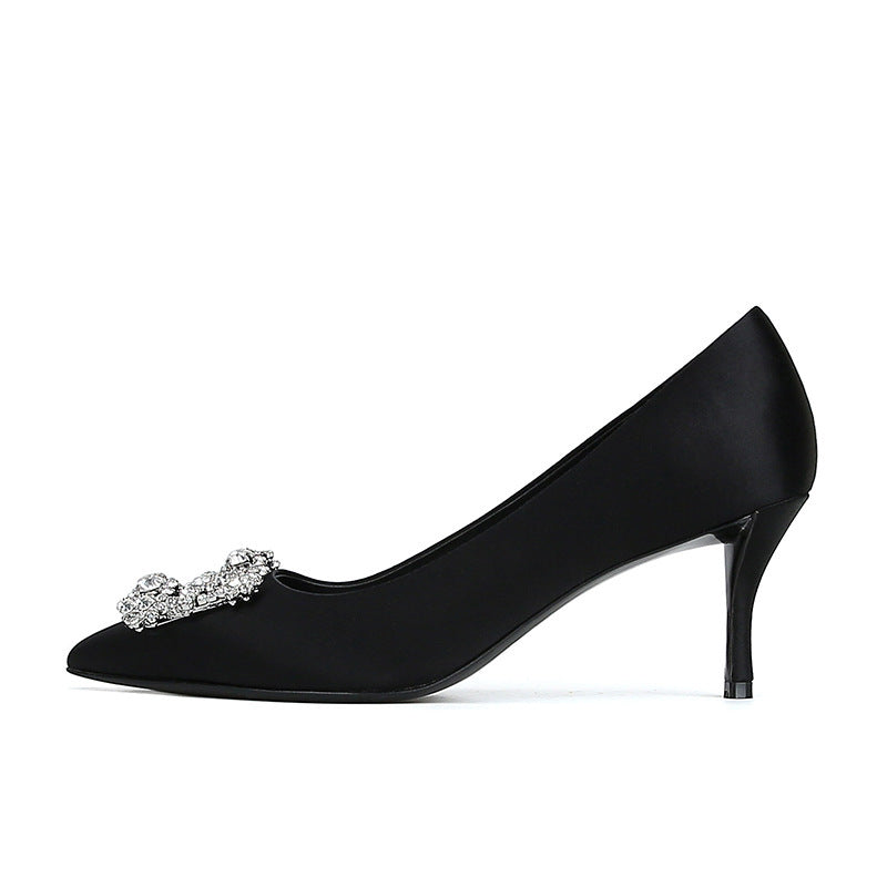 Dame Elegant Spidse Slip-On Ballerinaer med Strass Accent Stilla