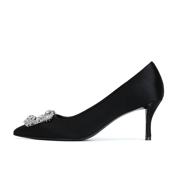 Dame Elegant Spidse Slip-On Ballerinaer med Strass Accent Stilla