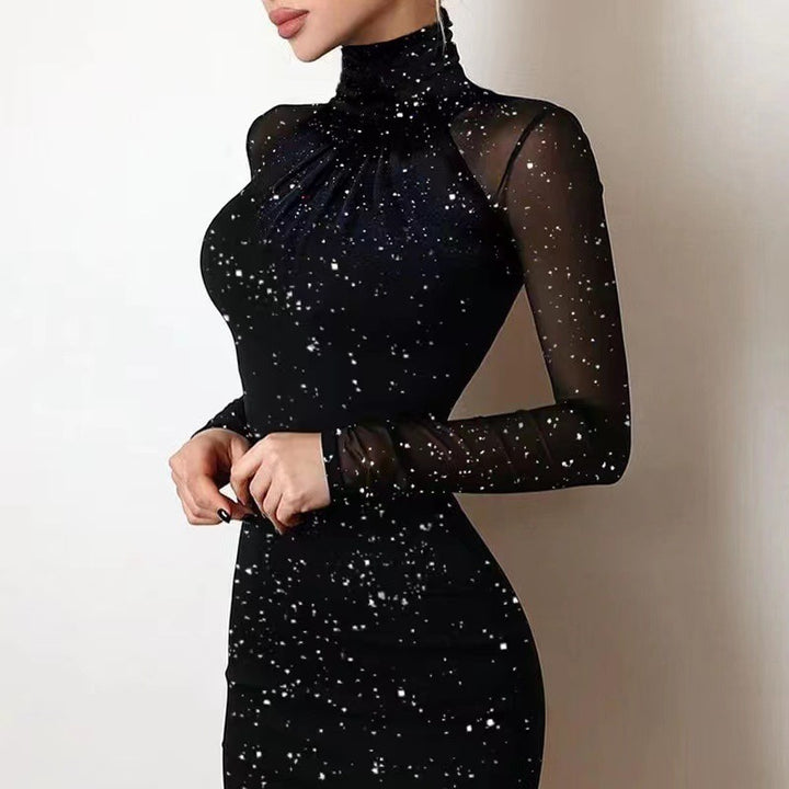 Damer Elegant Slankekjole med transparente ærmer og raffineret drapering Skovae
