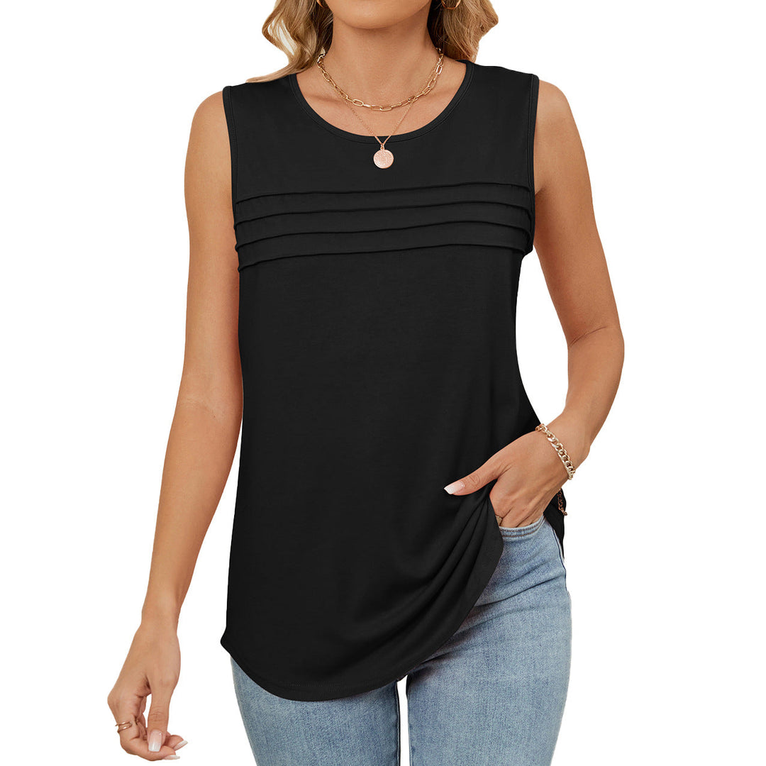 Stilla | Casual Rund Hals Løs Ærmeløs T-Shirt