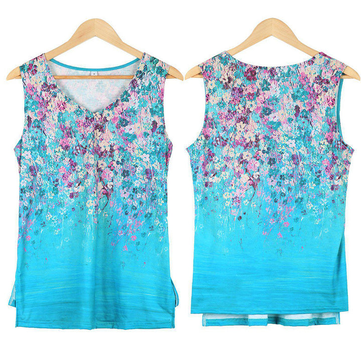 Dame blomstermønster V-hals tanktop Stilla