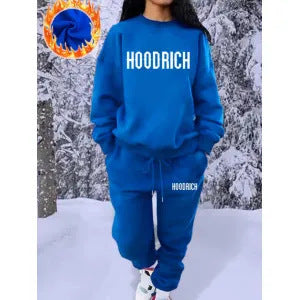 Kvinders casual sæt af sweater og joggers med sporty tryk Skovae