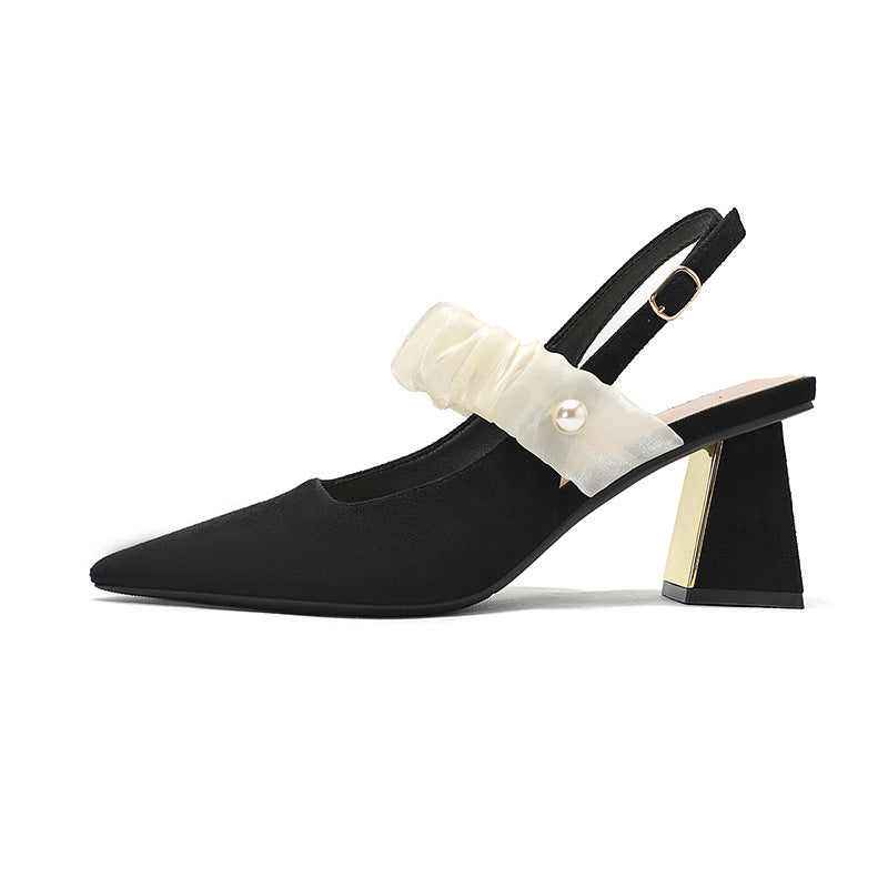 Kvinder Slingback Spids-Fod Hæle med Dekorativ Rem Stilla
