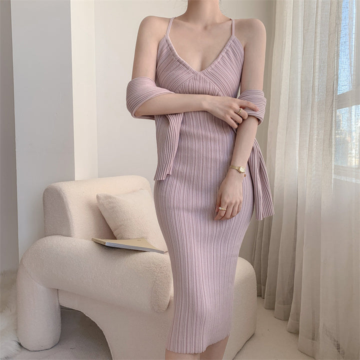 Femme Ribbet Midi Kjole Stilla