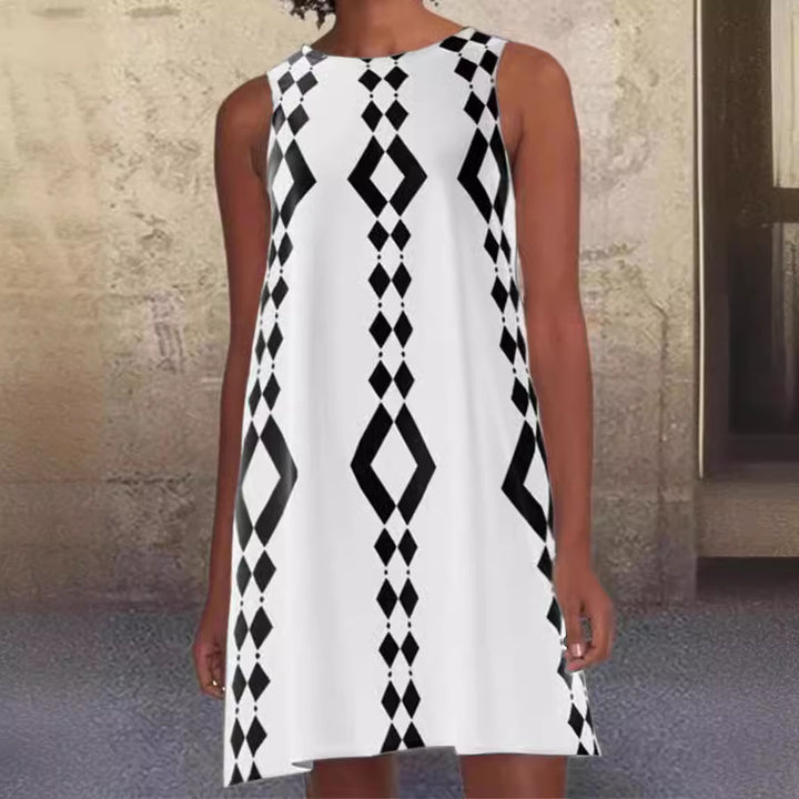 Dame Geometrisk Print A-Linie Kjole Stilla