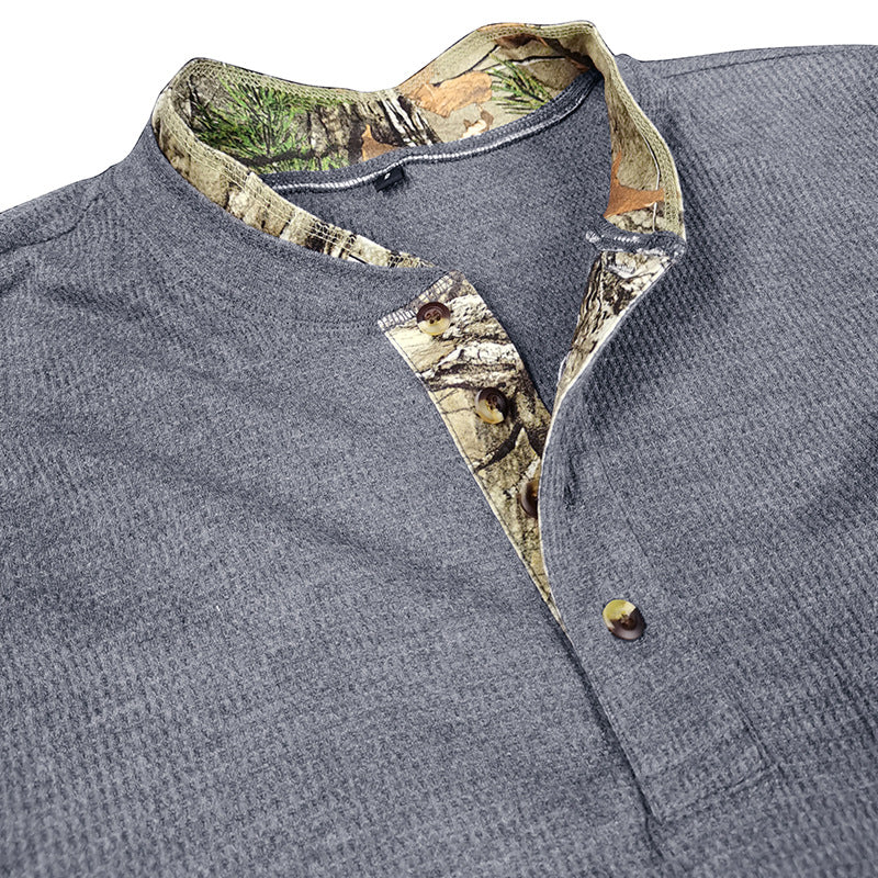 Herrer Langærmet Henley Pullover med moderigtigt krave og struktureret overflade Stilla