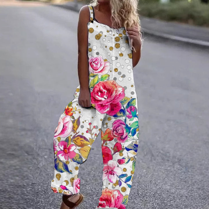 Dame Kunstnerisk Blomster Mønster Overall Stilla