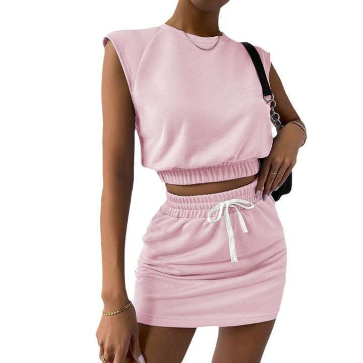 Dame Sporty Fritids-Sæt med Crop-Top og Mini Nederdel Stilla