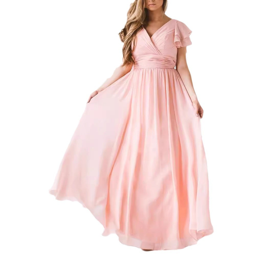Damer Elegant Maxi Kjole med Flattermer Stilla