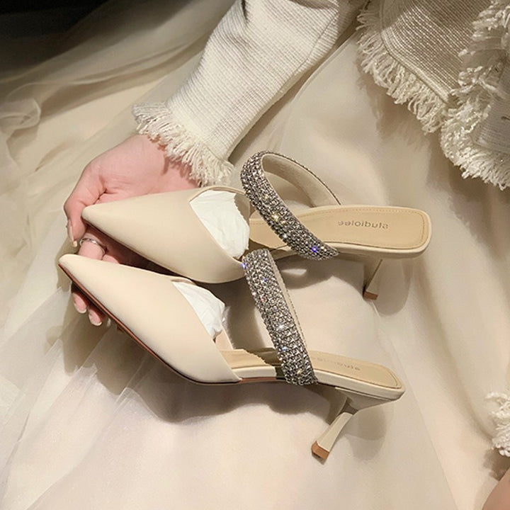 Dame elegante Slingback-hæle med rhinestones rem Stilla