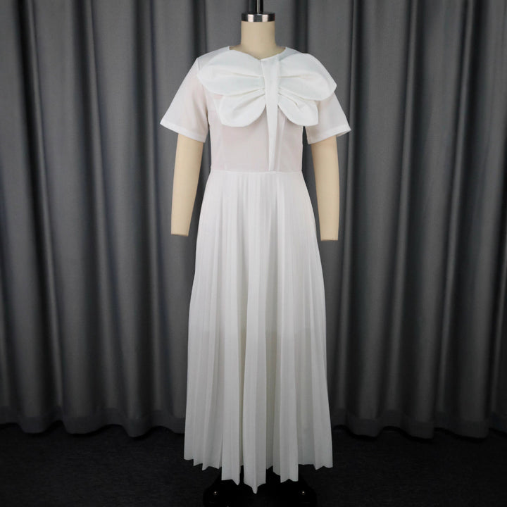 Dame Elegant Midi kjole med voluminøs sløjfeaccent Skovae