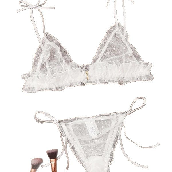 Dame Rynkeprikkede Bralette og Panty Sæt Stilla
