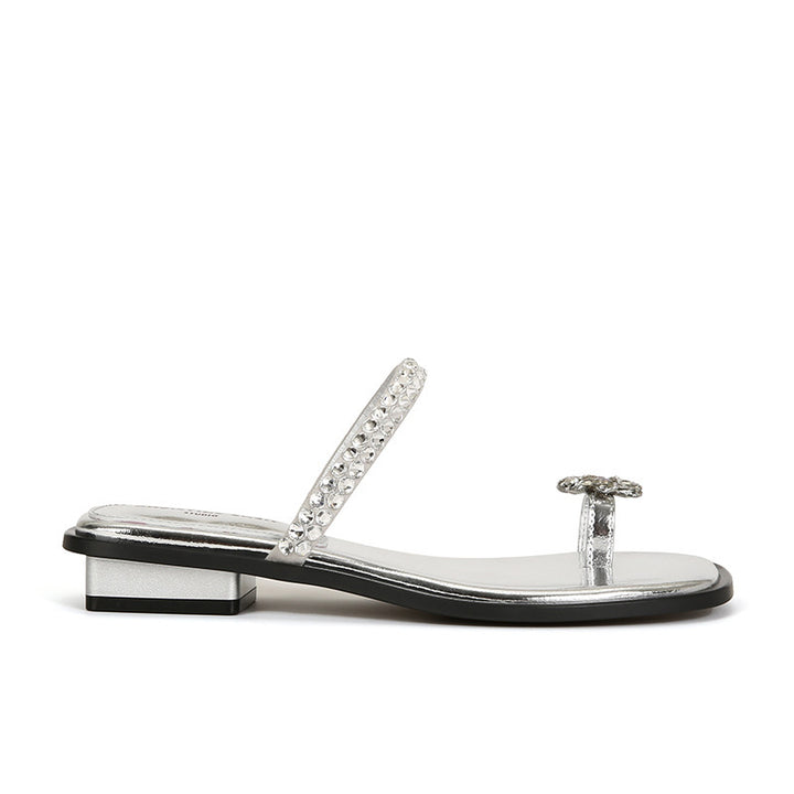 Dame Elegant med rhinsten dekoreret slide sandaler Stilla