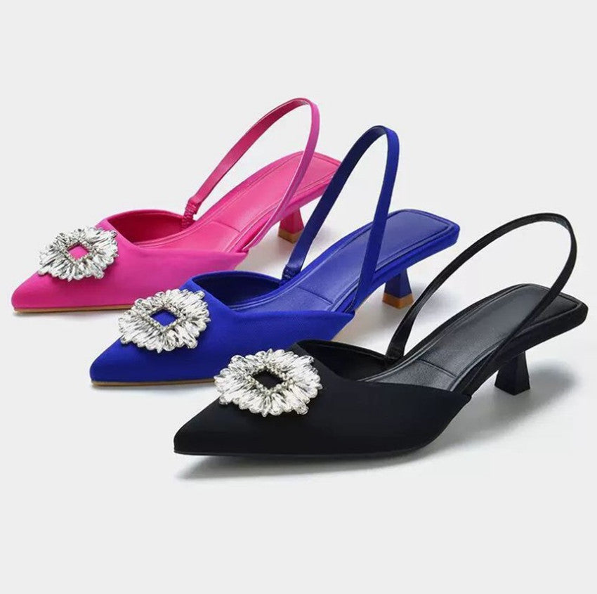 Dame Slingback-pumps med funklerende smykkedetalje og elegant design Stilla