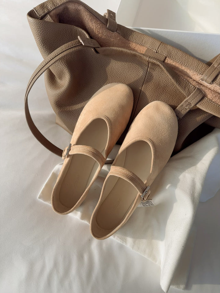 Dame Klassiske Mary Jane Ballerina Flats med justerbar rem Stilla