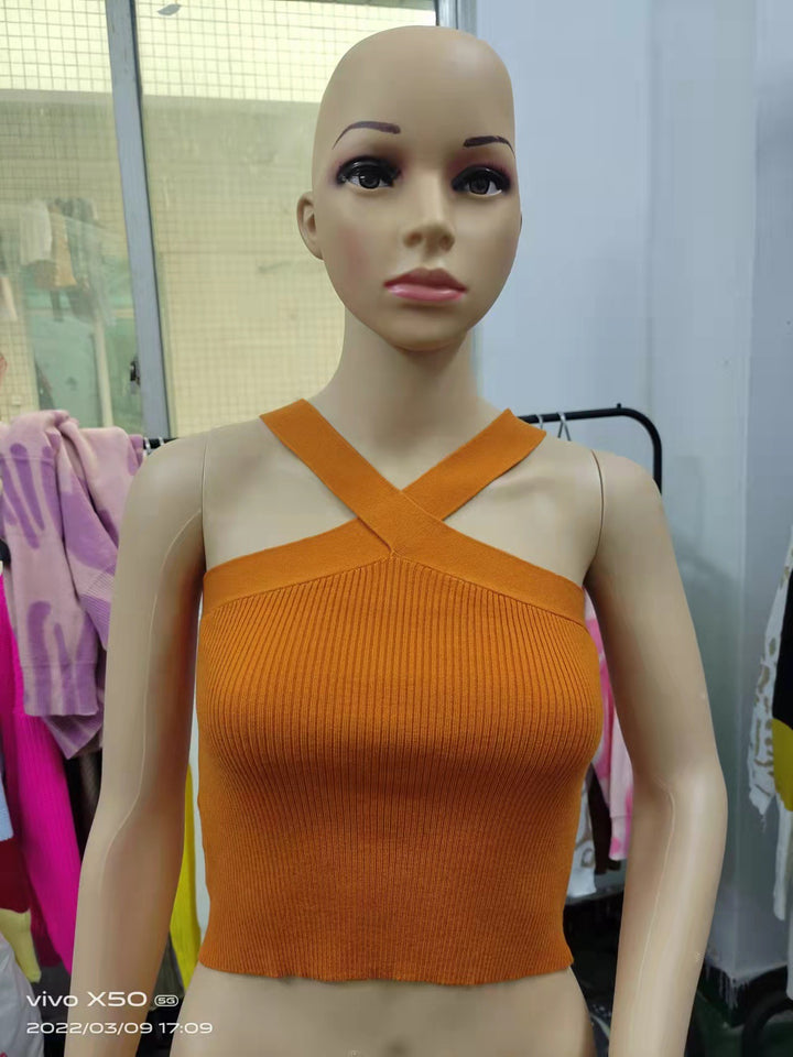 Dame Crop-Top med stilfuldt krydsbånddesign Skovae