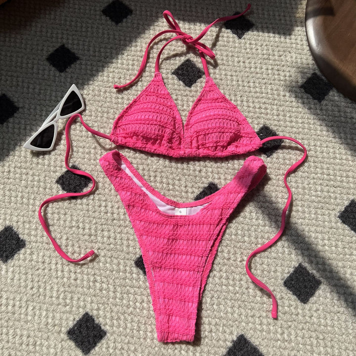 Dame Bikini-sæt med fint ribmønster og justerbare stropper Stilla