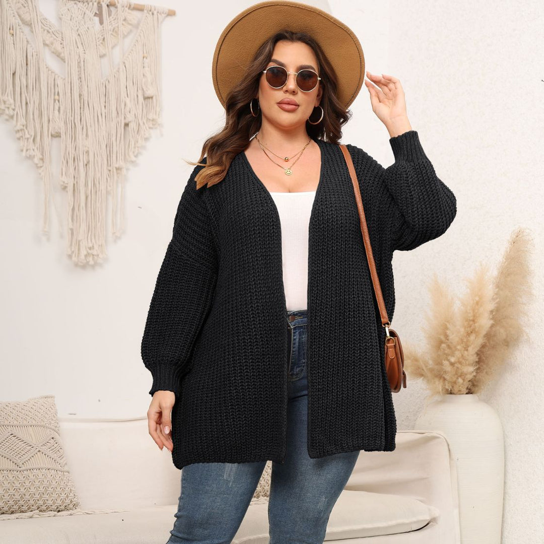 Dame afslappet oversized strikcardigan med dyb V-udskæring og ballonformede ærmer Stilla