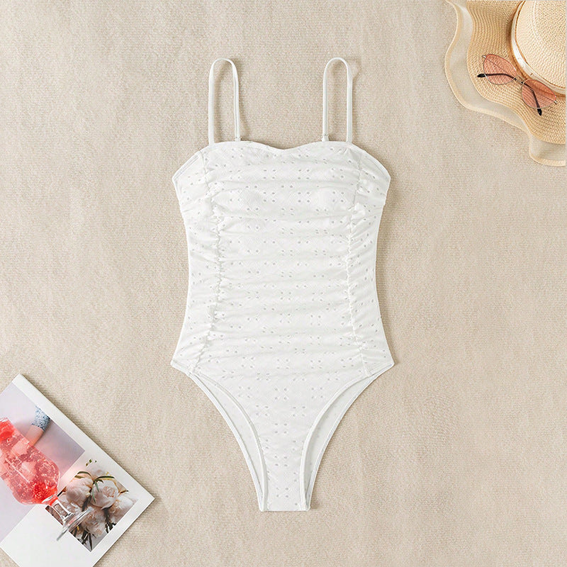 Dame one-piece badedragt med elegant flæsedesign Skovae