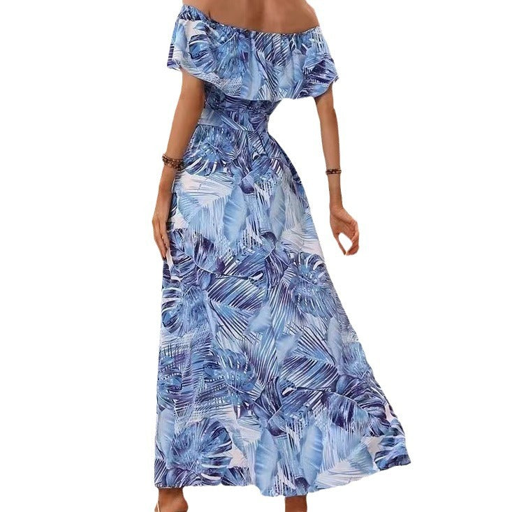 Kvinders maxi kjole med off-shoulder design og dyb slids Stilla