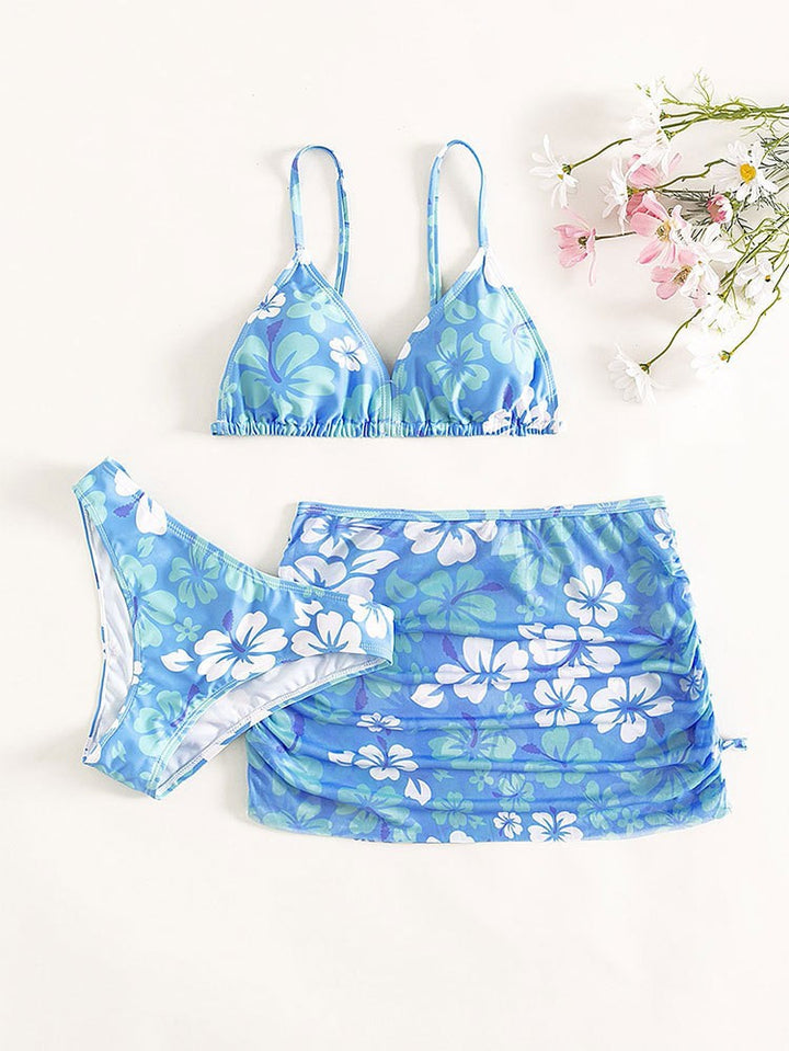 Dame bikini-sæt med blomsterprint og sammenlignelige skørtedetaljer Stilla