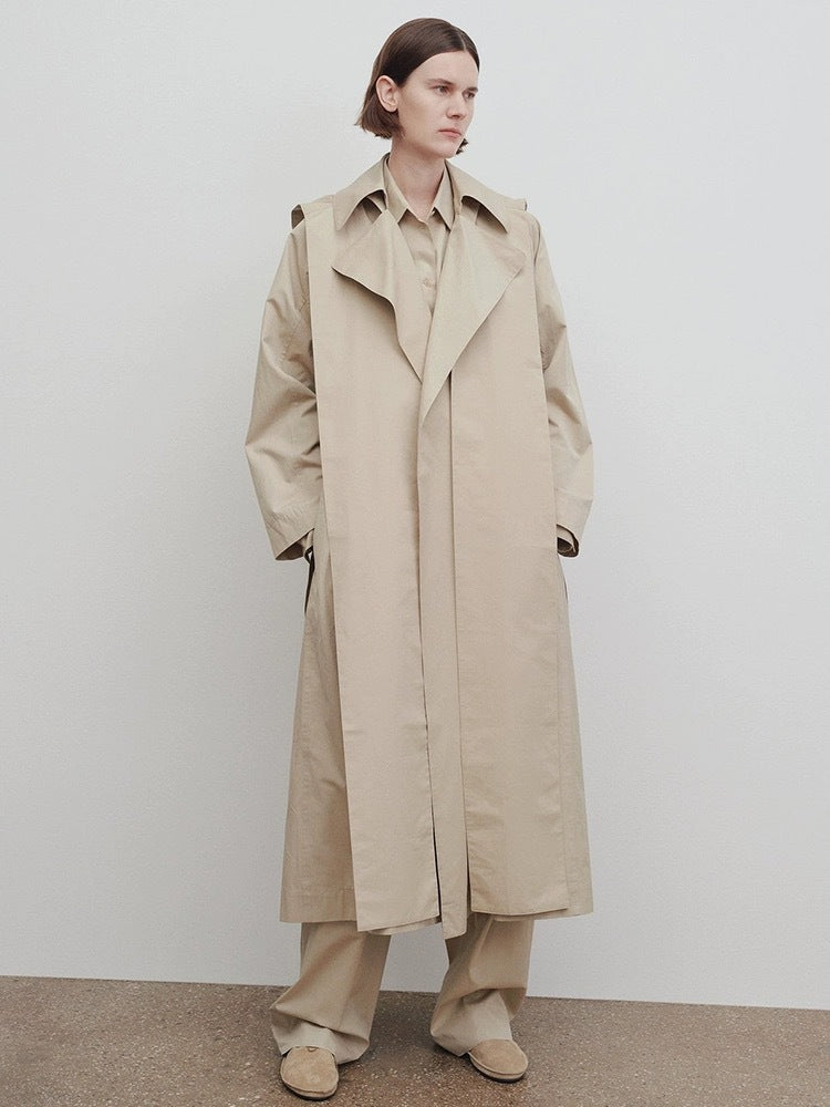 Kvinder Lang Oversized Trench Coat med Bred Krave Stilla