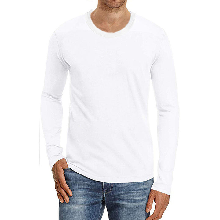 Herre Langærmet Rundhalet T-shirt i åndbart bomuld Stilla