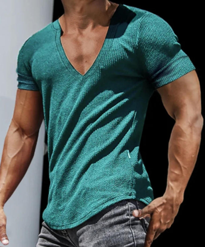 Herrernes V-hals T-shirt med struktureret stof Stilla