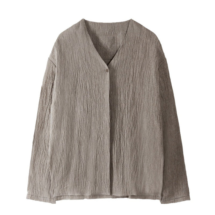 Kvinder Elegant og Casual Linned Blazer Uden Lukning Stilla