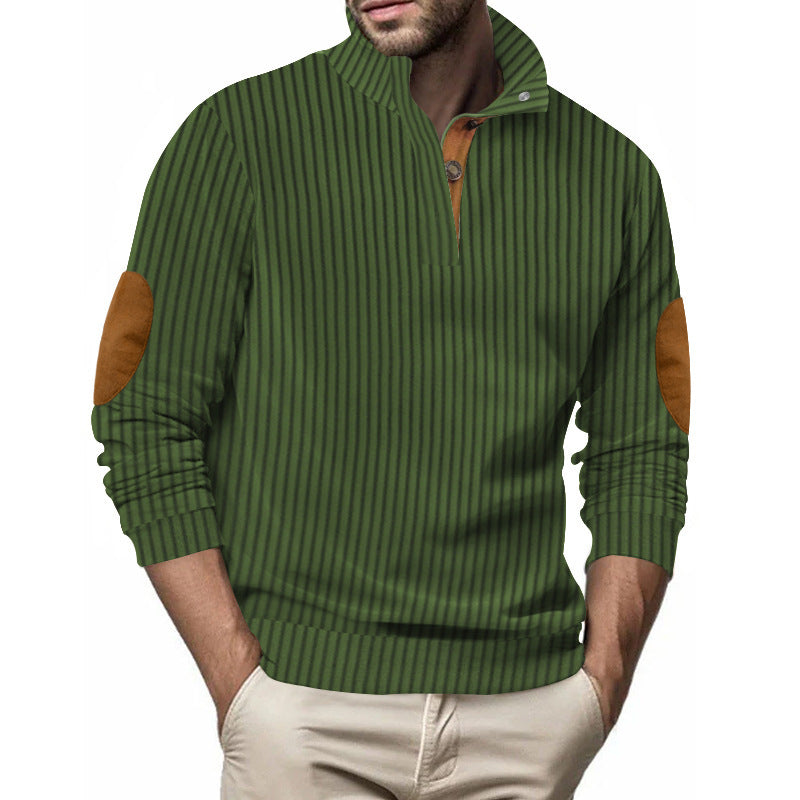 Herrer elegant sweater med ståkrave og kontrastknapper Stilla
