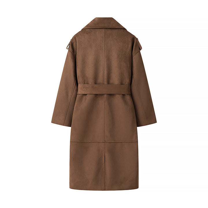 Femme Oversized Bælte Suede Trenchcoat Stilla