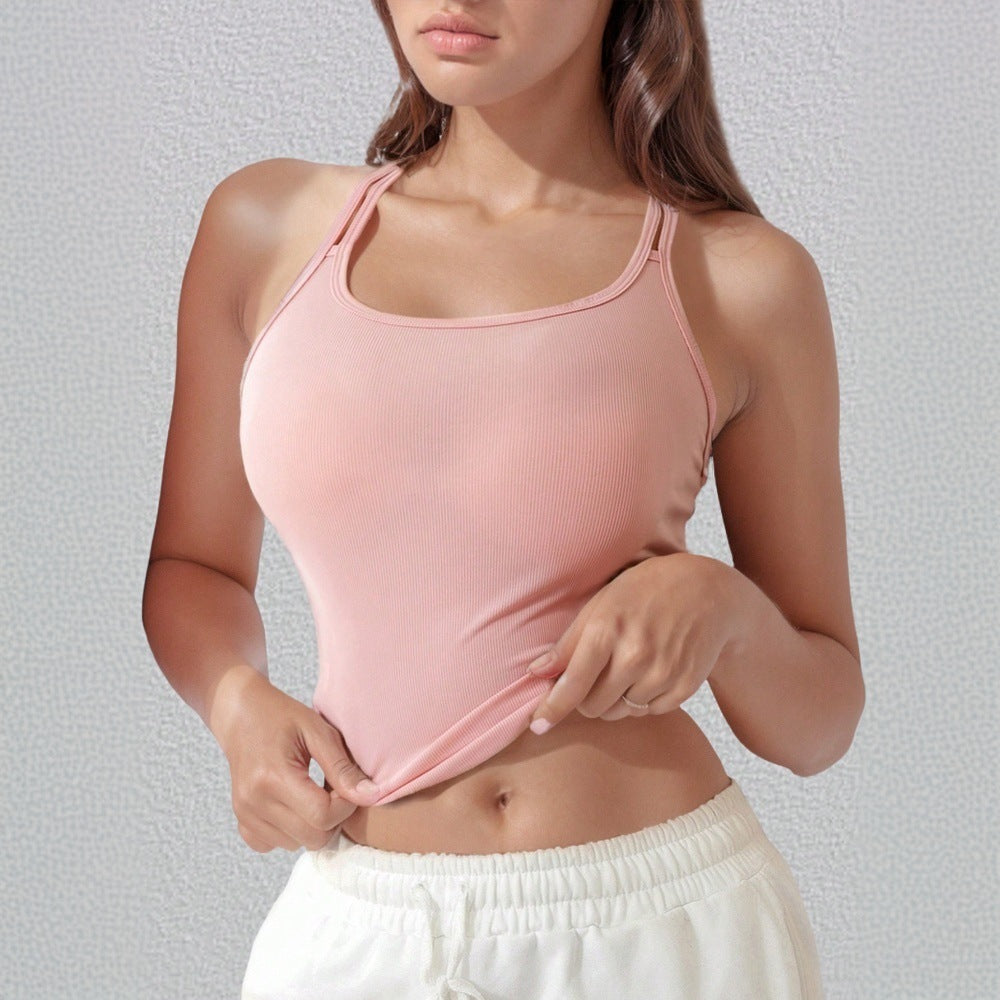 Kvinders sporty tanktop med slim fit og dekorative stropper Stilla