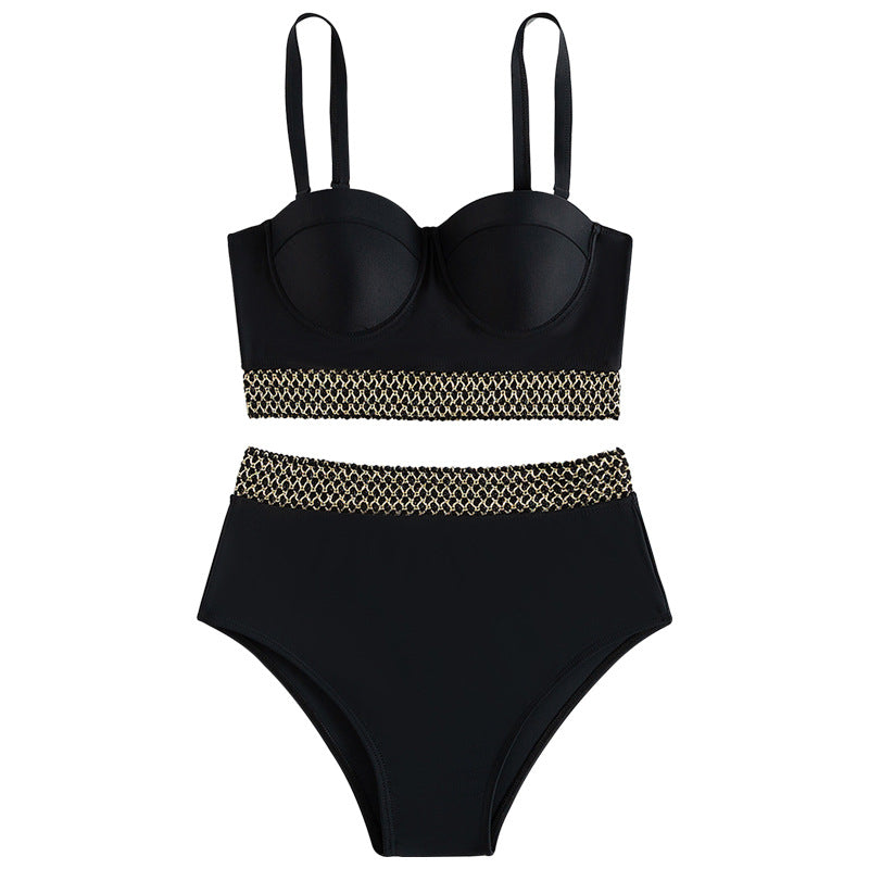 Dame Bikini-sæt med moderigtigt crop-top og højtaljet trusse Stilla