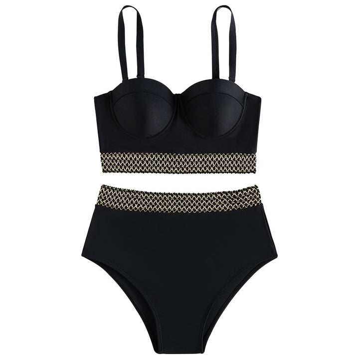 Dame Bikini-sæt med moderigtigt crop-top og højtaljet trusse Stilla