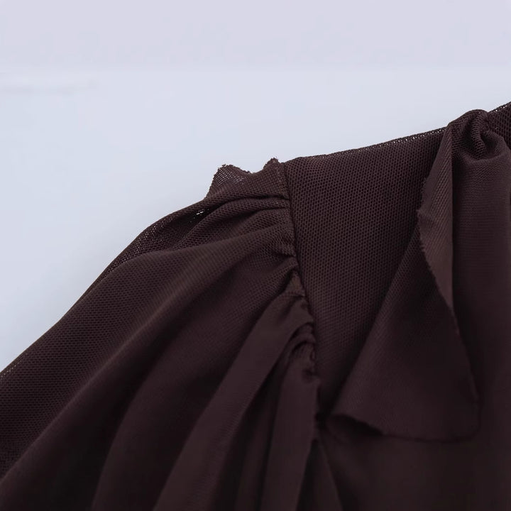 Dame Rynket bluse med brede ærmer og elegant snøring Stilla