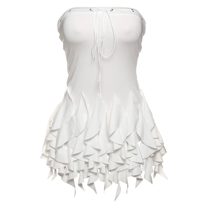 Dame sommerkjole med legende ruffles design og snøring Stilla