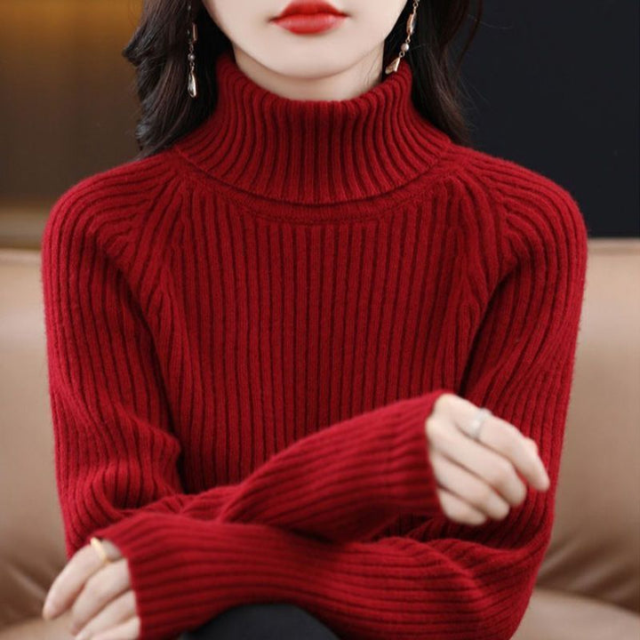 Kvinders hyggelige rullekrave sweater med ribbet tekstur Stilla