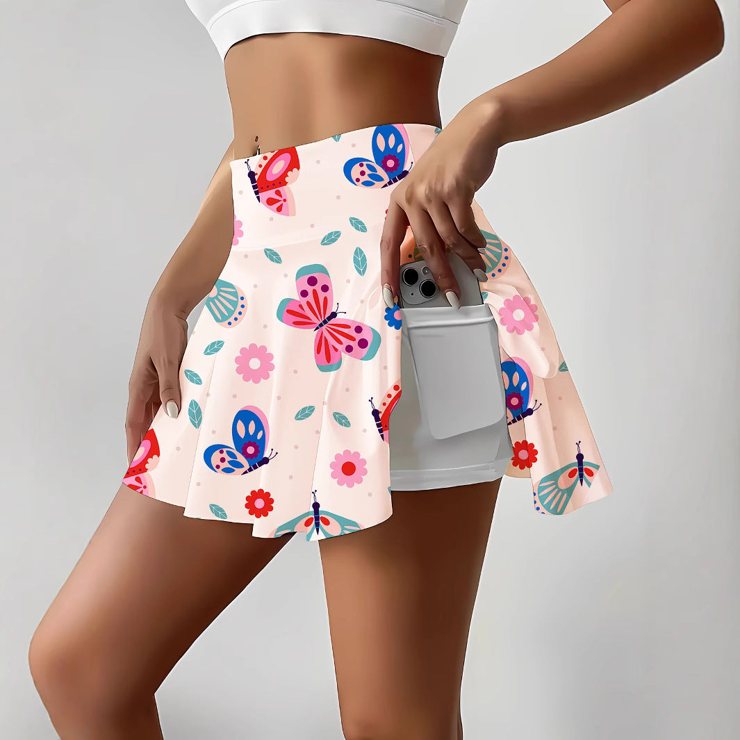 Femme Sommerfugleprint Skaternederdel Stilla