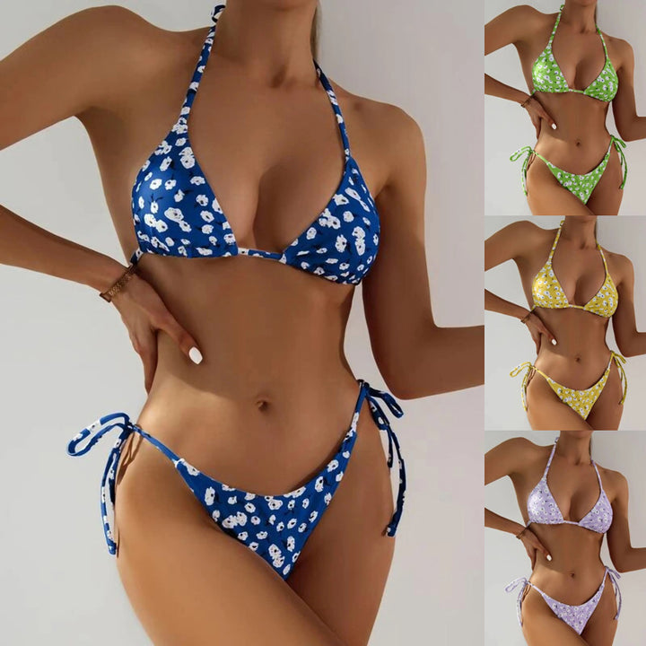 Femme Floral Print Bindebikini-Sæt Stilla